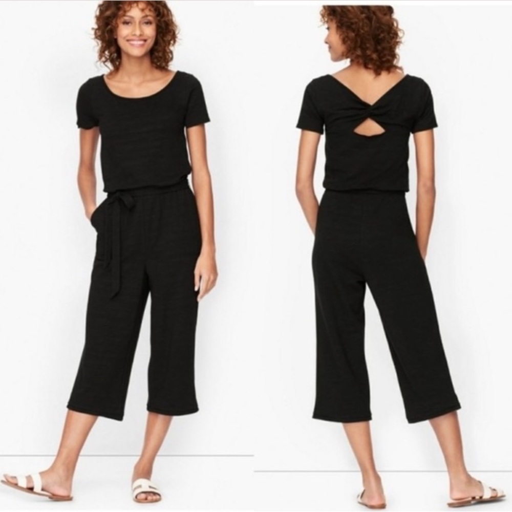 T By Talbots Wide Legs Cropped Jumpsuit Size S Petite